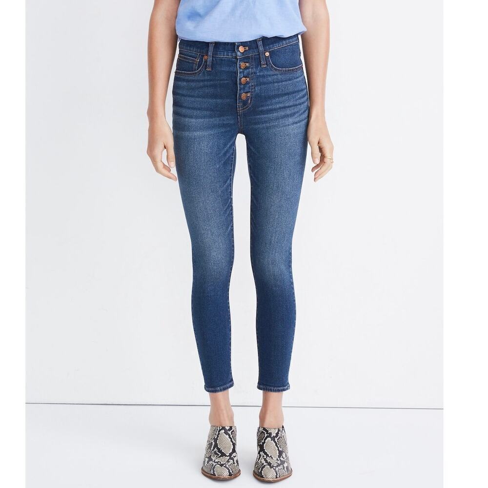 Madewell 9" Mid-Rise Skinny Crop Jeans Button-Front TENCEL Sz 30
